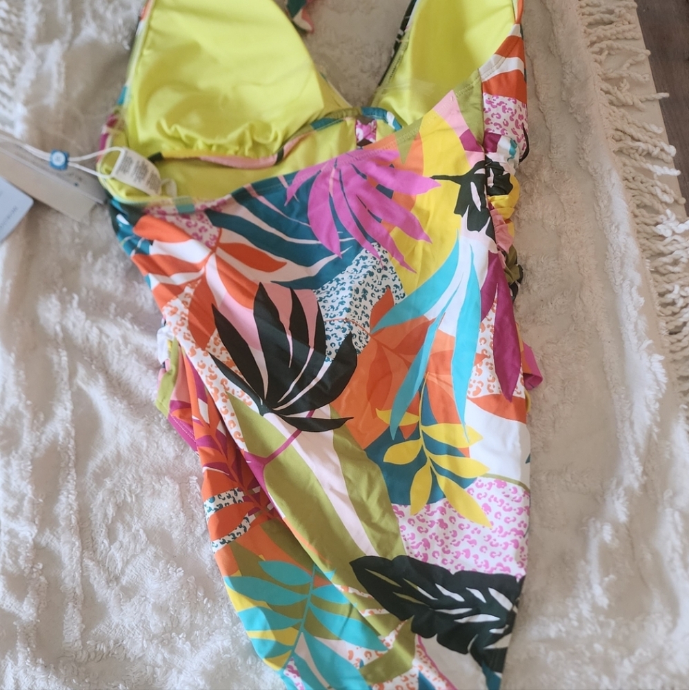 Nwt Bleu Rod Beattie Wild At Heart Tropical Print One Piece 14 - Picture 4 of 6